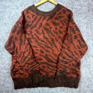 Ava & Viv Sweater Womens 2X Brown Red Sustainable Y2K Grunge Funky Retro Cozy